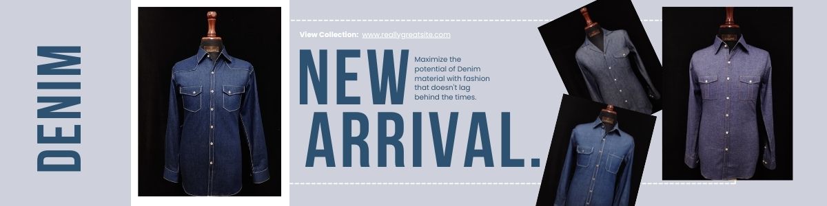 Blue and White Modern Jeans Fashion Etsy Shop Banner